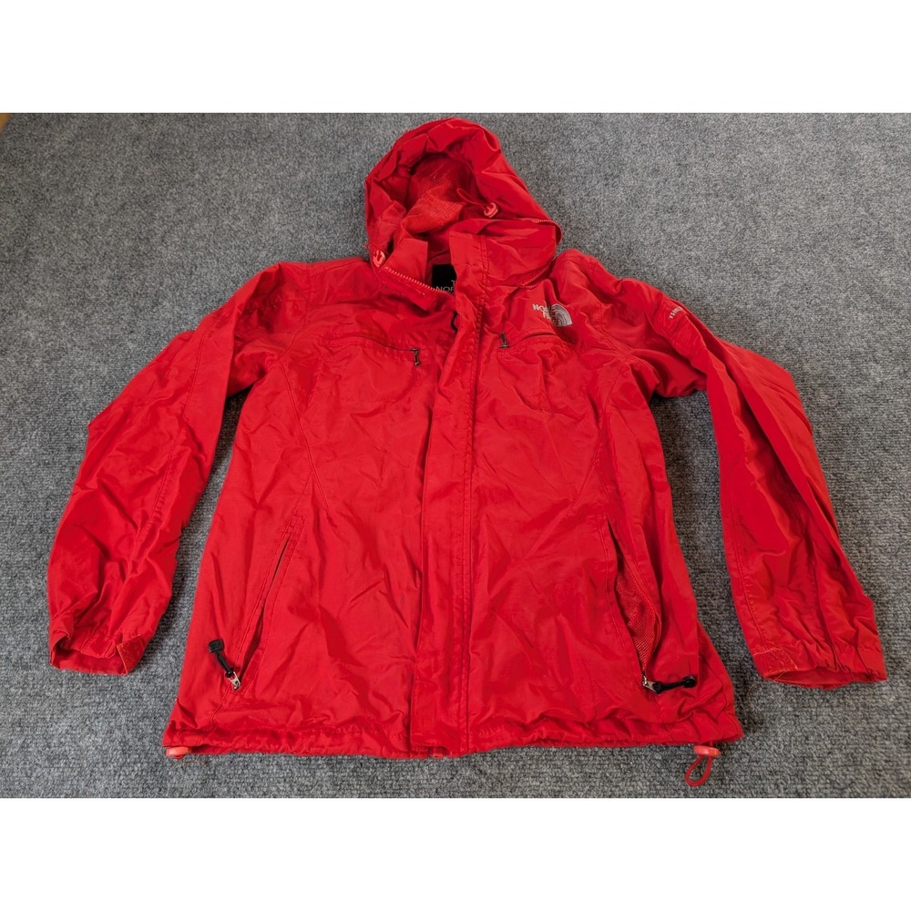 The North Face Jacket Women Small Red Windbreaker Hooded Vintage Zip Pockets